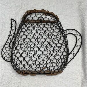 Large Rustic Wire Teapot Basket wall decor